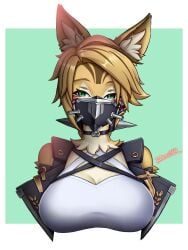 big_breasts breasts brown_fur cat_ears cat_girl catgirl female furry furry_female huge_breasts mask mommy_kink pulchra_(zenless_zone_zero) zenless_zone_zero zero130 zero130_(zero130rider/zero13010)