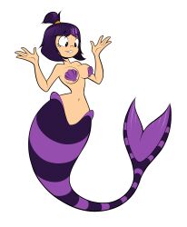 1girls 5_fingers alpha_channel big_breasts female female_only fish_tail hourglass_figure hyperflannel marine merfolk mermaid mermaid_tail midriff monster_girl pac-man_eyes pasties png purple_hair purple_tail randy_cunningham:_9th_grade_ninja seashell_pasties solo striped_tail stripes theresa_fowler thick_thighs transparent_background wide_hips