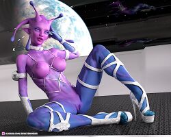 3d alien alien_girl athletic_female depth_of_field female large_breasts nude nude_female purple_skin riskybomber sci-fi science_fiction slushe_(website) solo_female