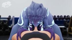 3d adriandustred animated blowjob bottomless bottomless_female fellatio kindred lamb_(league_of_legends) larger_female league_of_legends looping_animation male male_pov penis perfect_loop pov public public_sex riot_games smaller_male sound tagme video