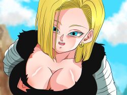 1girls android_18 blonde blonde_hair blue_eyes dragon_ball kyandi_db short_hair yellow_hair