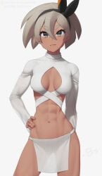 1girls abs bea_(pokemon) hand_on_hip loincloth muscular muscular_female nintendo pokemon pokemon_ss putcher solo