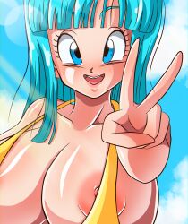 1girls blue_eyes breasts dragon_ball female female_only huge_breasts kyandi_db maron shounen_jump solo solo_female