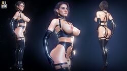 1girls 3d 3d_(artwork) ass bdsm big_breasts blue_eyes bondage bondage_gear bondage_outfit breasts brown_hair capcom collar drslumpx elbow_gloves female female_only garter_belt garter_straps hand_on_ass harness heels high_heels jill_valentine jill_valentine_(sasha_zotova) latex latex_gloves latex_stockings latex_thighhighs leather leather_gloves leather_harness leather_straps leather_thighhighs lingerie nipples pussy resident_evil resident_evil_3 resident_evil_3_remake solo stockings thighhighs