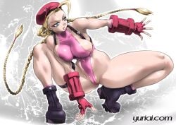 1girls 2017 action_pose ahoge alternate_color athletic_female beret big_breasts black_boots black_thigh_strap blonde_female blonde_hair blue_eyes boots braided_hair braided_twintails breast_squish british cammy_white chest_strap cleavage combat_boots crotch_shot crouching fingerless_gauntlets fingerless_gloves gauntlets high_leg_leotard long_blonde_hair long_hair looking_to_the_side military muscular_shoulders navel_line pink_socks pink_thong_leotard red_beret red_gauntlets sideboob sleeveless socks solo solo_female spread_legs squatting street_fighter street_fighter_v thick_thighs thigh_strap thighs thong_leotard toned_arms toned_female toned_legs toned_stomach twin_braids white_background yuri-ai