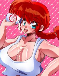 1girls asian blue_eyes braid ginger ginger_hair kyandi_db orange_hair ranma-chan ranma_1/2 ranma_saotome red_hair redhead rule_63 tongue tongue_out