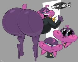 1girls anthro ass bat big_ass clothed clothing english_text female female_only furry huge_ass presenting presenting_hindquarters simple_background skin_tight sophie_slam text vimhomeless wide_hips