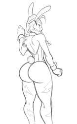 backside big_ass braided_hair bunny_costume bunny_tail buttholemagick cammy_white cuffs draft drawing from_behind looking_back monochrome no_color pawg poll_winner street_fighter twintails