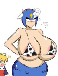 2girls android big_ass big_breasts big_butt cow_ears cow_horns cow_print cowprint female female_focus female_only hourglass_figure huge_ass huge_breasts hyper hyper_ass hyper_breasts mega_man mega_man(classic) mercow mermaid momiji_(artist) multiple_girls robot_girl roll shocked shocked_expression splash_woman tagme textless