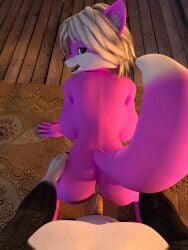 3d_(artwork) anal anal_sex angry_cat anthro big_breasts blue_eyes breasts canid canine canis digital_media_(artwork) doggy_style domestic_cat duo felid feline felis female female_penetrated first_person_view fisk_(angry_cat) from_behind_position fur genitals hair hi_res humanoid_genitalia humanoid_penis looking_at_viewer male male/female male_penetrating male_penetrating_female mammal penetration penis pink_body pink_fur sex smile white_hair wolf yuni_hermit