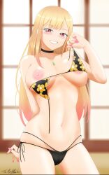 alternate_costume bikini blonde_hair breasts choker female gyaru kitagawa_marin long_fingernails neolink077 nipples official_alternate_costume solo sono_bisque_doll_wa_koi_wo_suru tagme