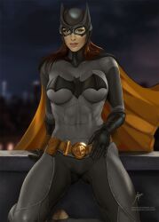 1girls abs abs_visible_through_clothing arion69 barbara_gordon barefoot batgirl batman_(series) dc dc_comics mask masked_female superheroine tight_clothing