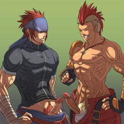 2boys abs cock_comparison dicks_out erection lud_(rumble_fish) male_only mohawk muscular muscular_male penis penis_comparison pubic_hair rumble_fish uncensored yaoi zen_(rumble_fish)