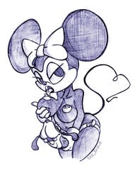 alternate_breast_size cock_transformation disney goofy minnie_mouse monochrome nipples penis penis_transformation tagme the_brave transformation