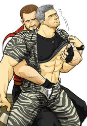 2boys bara barry_burton capcom chris_redfield groping human male male_only multiple_males muscle muscles resident_evil resident_evil_5 tagme yaoi