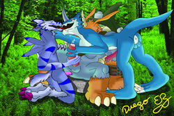 diegoeb digimon exveemon male_only weregarurumon zudomon