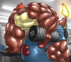 abs anthro balls biceps bodybuilder chameleon clothes_ripping furry furry_only gym hyper hyper_balls hyper_genitalia hyper_muscles hyper_penis hyper_testicles lifting_weights male male_focus male_only muscles muscular muscular_arms muscular_ass muscular_back muscular_legs muscular_male muscular_thighs nipples pecs penis pokemon ripped_pants testicles veins veiny_penis workout