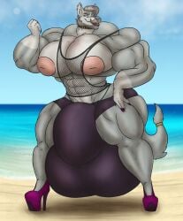 absurd_res absurdres acti anthro anthro_focus anthro_only areola areolae beard big_areola big_areolae big_bulge big_nipples big_pecs big_thighs black_lipstick blue_eyes buff bulge canid canine collar ear_piercing earrings facial_hair facial_piercing fishnet fishnet_shirt fishnets gay grey_fur hair hi_res high_heels high_resolution highres himbo huge_areola huge_areolae huge_bulge huge_nipples huge_pecs huge_thighs hyper hyper_areola hyper_areolae hyper_bulge hyper_nipples hyper_pecs hyper_thighs large_areolae large_bulge large_nipples large_pecs large_thighs lupine male male_focus male_only massive_pecs massive_thighs moustache muscular muscular_male nipples nose_piercing nose_ring original_character pecs purple_nail_polish purple_nails rhynobullraq silver_hair solo solo_focus solo_male thick_thighs thighs thong wolf