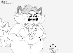 2022 absurd_res ailurid ambiguous_gender angry anon anthro anthro_only breasts chest_tuft disney featureless_breasts female genitals hands_on_hips heart hi_res mammal markings mature_female ming_lee mole_(marking) monochrome mr_valentine00 no_nipples pixar pussy red_panda tuft turning_red white_background