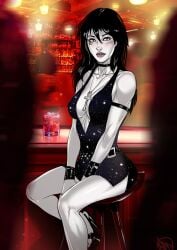 ankh black_hair clothing dc dc_comics death_of_the_endless ganassa goth goth_girl gothic humanoid light-skinned_female neckwear pale pale-skinned_female pale_skin public the_sandman