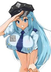 1girls alternate_costume aqua_(konosuba) female huge_breasts kono_subarashii_sekai_ni_shukufuku_wo! police_uniform tagme toukaaa