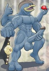 4_arms absurd_res aesopp balls bara barazoku big_balls big_penis genitals hi_res huge_cock hyper hyper_genitalia hyper_penis looking_at_viewer machamp male male_only multi_arm multi_limb muscular nintendo penis pokémon_(species) pokemon pokemon_(species) solo video_games