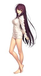 bare_legs barefoot fate_(series) feet koyama_hirokazu scathach_(fate) white_shirt