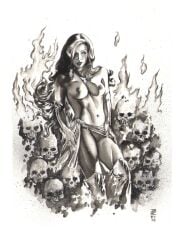 1girls 2018 bare_breasts belly_button boots breasts breasts_out exposed_breasts female female_focus female_only fire fit fit_female gene_espy girl gloves half_naked half_nude human human_only jean_grey light-skinned_female light_skin looking_at_viewer marvel marvel_comics marvel_girl nipples phoenix_(x-men) sash skull skull_head skulls superheroine thigh_boots topless topless_female x-men