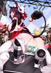 azur_lane blush censored_pussy embarrassed gainoob panties_aside retrofit_(azur_lane) wardrobe_malfunction yamashiro_(azur_lane)