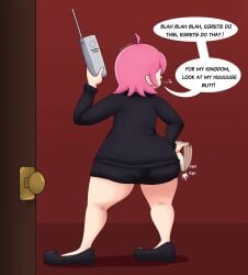 big_ass butt_slap chubby chubby_female dress heels pink_hair skullgirls touhoufan umbrella_(skullgirls)