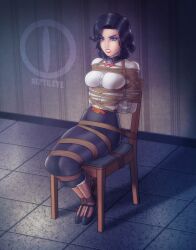 1girls bioshock bioshock_infinite bondage burial_at_sea elizabeth_comstock female female_focus reptileye rope_bondage tied_to_chair