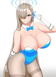 1girls asuna_(blue_archive) asuna_(bunny)_(blue_archive) big_breasts blue_archive breasts bunny_ears bunnysuit curvaceous curvy curvy_body curvy_female curvy_figure female female_focus female_only huge_breasts large_breasts long_hair looking_at_viewer mole mole_on_breast peace_sign skyloveit smile smiling smiling_at_viewer solo solo_female thick_thighs thighs voluptuous