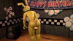 1boy anthro ass cinema4d cinema_4d five_nights_at_freddy's furry green_skin male male_only no_humans rabbit rabbit_ears rabbit_tail robot springtrap springtrap_(fnaf)