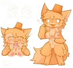 1boy 1girls anthro artist_request breasts bucket catte_(kaiju_paradise) cute female fur furry gootraxian kaiju_paradise nude orange_fur roblox roblox_game source_request tagme titfuck tits vagina