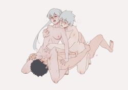 1girls 2boys bisexual bisexual_male black_hair closed_eyes completely_nude cowgirl_position cum cumdrip cunnilingus facial_scar gender_transformation genderswap_(mtf) grabbing grabbing_from_behind hatake_kakashi heterochromia implied_penetration kneeling long_hair lying lying_on_back mmf mmf_threesome multiple_boys naked naruto naruto_(series) naruto_shippuden nipples on_top penis reverse_spitroast rule_63 scar scar_across_eye selfcest sexy_no_jutsu sharingan short_hair silver_hair spitroast tied_hair twintails uchiha_obito unmasked uw_bucciarati