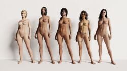 3d 5girls blonde_female brazilian brazilian_female breasts caveira_(rainbow_six) cd_projekt_red crossover cyberpunk_2077 devil_may_cry devil_may_cry_5 female female_only jedi:_fallen_order meredith_stout model_sheet nicoletta_goldstein nude nude_female playfair3d rainbow_six rainbow_six_siege second_sister star_wars tattoo the_witcher_(series) the_witcher_3:_wild_hunt trilla_suduri yennefer