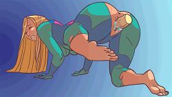 1girls animated anus ass barefoot big_breasts blonde_hair bodysuit c-smut-run closed_eyes clothed_sex clothing cum cum_in_pussy cum_inside cute disembodied_penis feet female feminine_pose from_behind from_behind_position gif gradient_background leg_up lifting_leg long_hair metroid nintendo open_mouth penetration penis pussy pussy_juice samus_aran sex spread_legs torn_clothes vaginal_penetration wide_hips zero_suit_samus