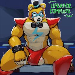 animatronic anthro balls bara big_balls bow_tie bulge clothing ear_piercing ear_ring five_nights_at_freddy's five_nights_at_freddy's:_security_breach genitals glamrock_freddy_(fnaf) hi_res machine male male_only mammal piercing robot scottgames seibear solo underwear ursid video_games