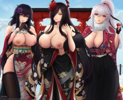 azuma_(azur_lane) azur_lane friedrich_der_grosse_(azur_lane) graf_zeppelin_(azur_lane) huge_breasts japanese_clothes kimono tagme zaphn