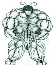 abs anthro arthur_(series) erect_nipples female flexing fritztcatking furry grimace hair_over_eyes hyper hyper_muscles molly_macdonald monochrome nude pencil_(artwork) pussy solo traditional_media_(artwork) what