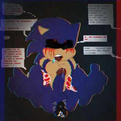 anal anal_sex blood_tears blue_feet blue_fur cartoony disembodied_penis erection feet fox gay hedgehog humanoid_penis male male_only mind_brake no_pupils penetration red_eyes sega sonic.exe sonic.exe_(character) sonic.exe_(creepypasta) sonic_(series) sonic_the_hedgehog sonic_the_hedgehog_(series) spanish_dialogue spanish_text tails.exe traced yaoi