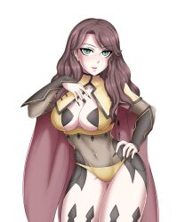 1girls alternate_costume ass_visible_through_thighs bare_thighs breasts brown_hair cleavage clothed clothing cosplay dark_mage_(fire_emblem_fates) dorothea_arnault female female_only fire_emblem fire_emblem:_three_houses fire_emblem_fates green_eyes hayato_stuff inner_sideboob large_breasts long_hair looking_at_viewer nintendo ophelia_(fire_emblem)_(cosplay) panties solo source_request thighhighs thighs underwear yellow_panties