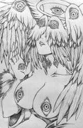 angel artofjiji biblically_accurate_angel big_breasts breasts eye_nipples eye_on_hand eyes_on_wings female multi_eye nudity religion wings