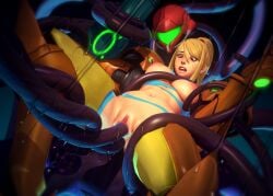 1girls absurd_res armor armored_samus beauty_mark blonde_hair blue_eyes breasts clitoral_hood clitoris clothing helmet helmet_with_visor hi_res human john_doe long_hair metroid metroid_(creature) mole mole_under_mouth nipples open_mouth penetration ponytail purple_tentacles pussy rape restrained samus_aran solo spread_legs tentacle tentacle_sex torn_clothes vaginal_penetration varia_suit varia_suit_helmet wide_eyed zero_suit