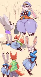 ass ass_grab clothed clothing disney female fox fur furry hand_on_ass huge_ass judy_hopps kiseff large_ass male nick_wilde police_uniform rabbit rough_sketch tail thick_thighs wide_hips zootopia