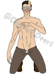 black_hair blindfold blonde_hair blood male_focus male_only markiplier shirtless vanilla