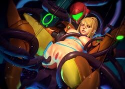 1girls absurd_res armor armored_samus beauty_mark blonde_hair blue_eyes breasts clitoral_hood clitoris helmet helmet_with_visor hi_res imminent_penetration imminent_sex john_doe large_breasts long_legs metroid metroid_(creature) mole mole_under_mouth ponytail pussy restrained samus_aran solo spread_legs tentacle tentacle_sex torn_clothes varia_suit varia_suit_helmet vulva zero_suit