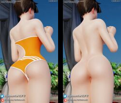 3d ass ass_focus butt_focus darkbahamuth lena_oxton lifeguard_tracer overwatch pool short_hair swimsuit tracer