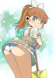 animal_crossing animal_crossing_girl ass blue_eyes bunny_tail cute dress dress_lift laying looking_at_viewer looking_back muramasa_mikado nintendo oc only_player orange_hair original_character panties shovel source_request thighs upskirt villager_(animal_crossing) year_request