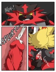 2022 anal anal_sex anthro anus balls black_body black_fur bodily_fluids braixen claws closed_eyes comic cum cum_in_ass cum_inside dipstick_tail duo erection fangs fur genital_fluids genitals incineroar internal kingbriarturtle male male/male male_braixen male_only male_penetrated male_penetrating male_penetrating_male markings muscular muscular_male nintendo nude onomatopoeia orgasm penetration penis pokémon_(species) pokemon pokemon_(species) red_body red_fur red_nose sex sound_effects tail_markings text vein veiny_penis video_games white_body white_fur yellow_body yellow_fur